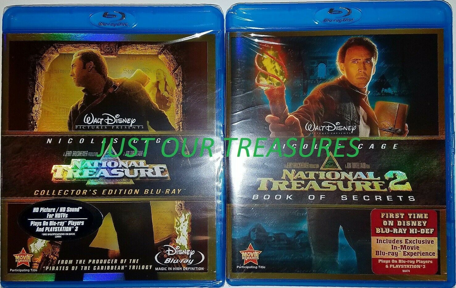 NATIONAL TREASURE & NATIONAL TREASURE 2 (BLU-RAY, REGION A, 2008) *NEW