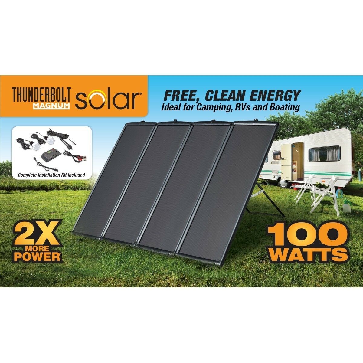 Thunderbolt Magnum Solar 100 Watt Solar Panel Kit - Solar Panels