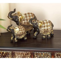 Gold Polystone Eclectic Sculpture Elephant (Set of 3) - $75.95