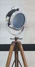 NauticalMart Vintage Wooden Searchlight With Tripod Floor Lamp   image 1