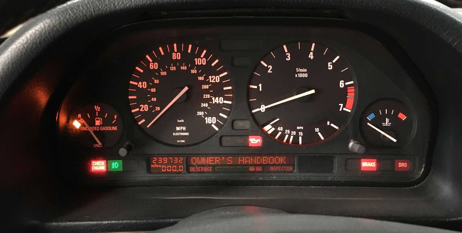 BMW E32 7-Serie Dash Display Instrument Cluster Gauges Gray 1988-1989 ...