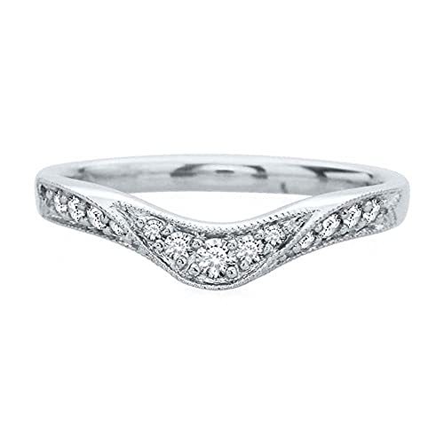 Elegant Touch 10k White Gold Plated Curved Diamond Wedding Band 1/5 cttw .925 St