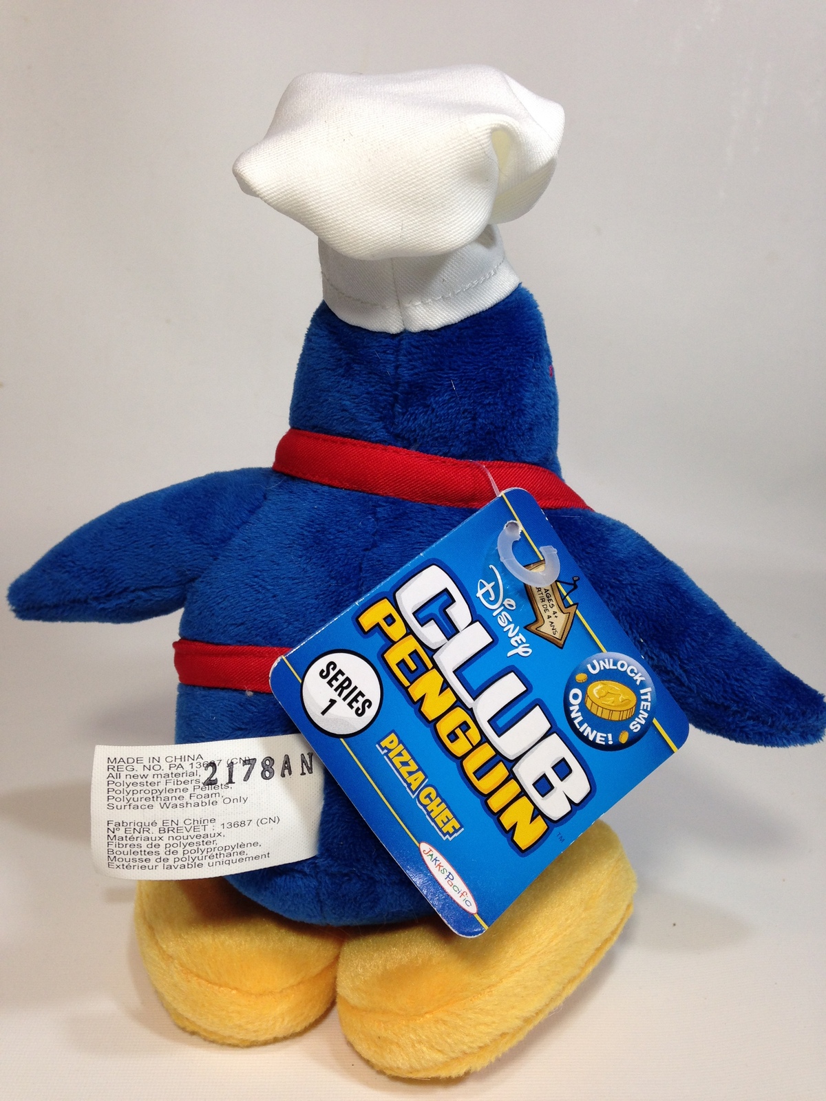 Club Penguin Pizza Chef Blue Stuffed Animal Penguin Plush Toy Token