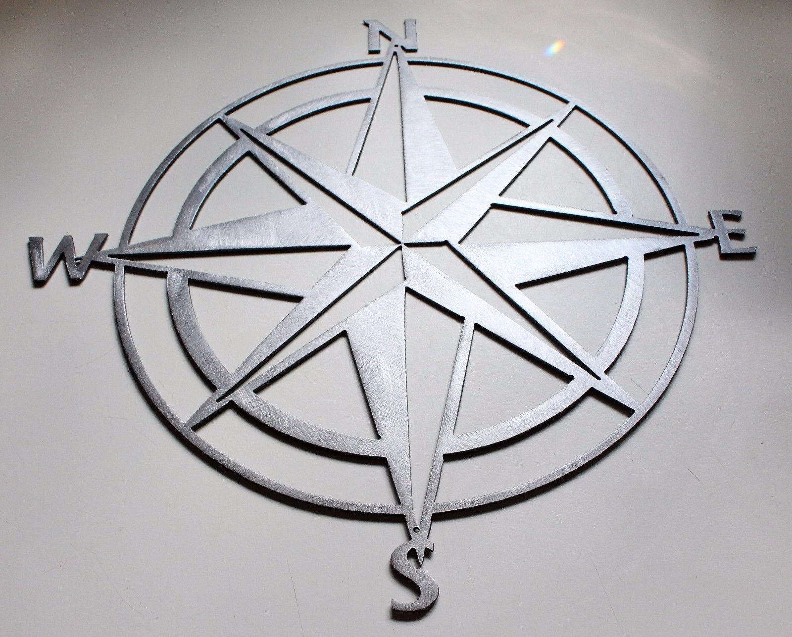 Nautical COMPASS ROSE WALL ART DECOR Mini Silver Matte Version