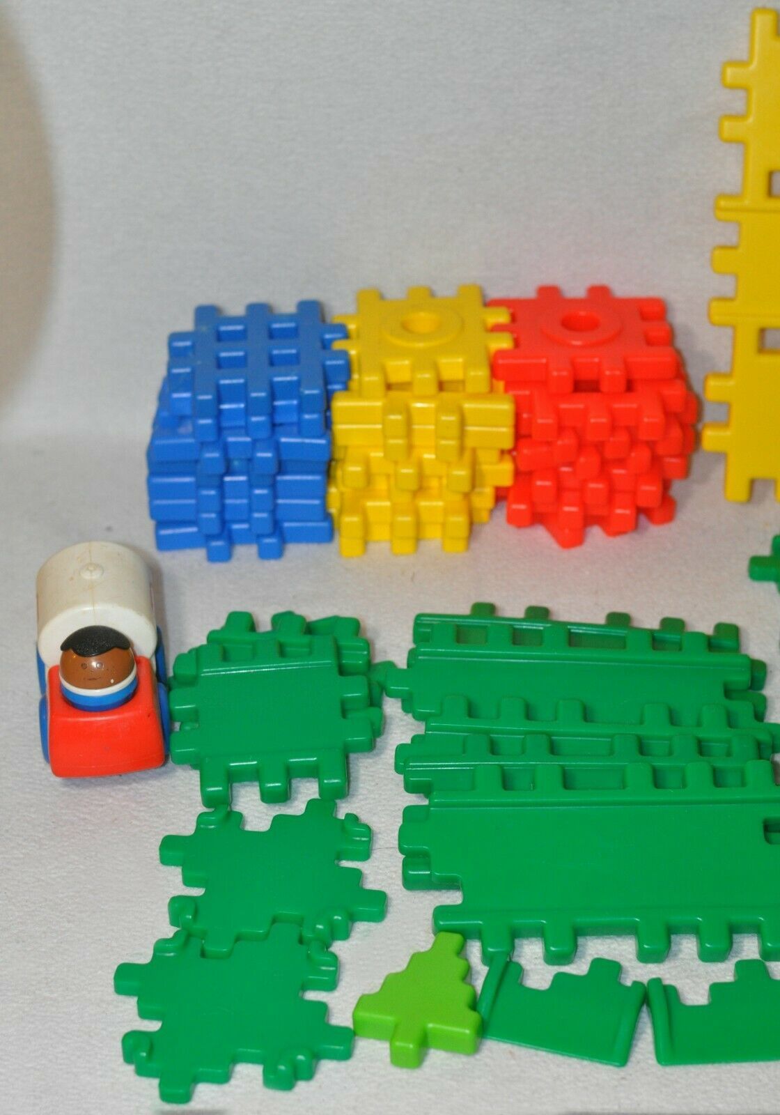 Lot of 61 Pieces of Vtg Little Tikes Wee Waffle Blocks, Green Road