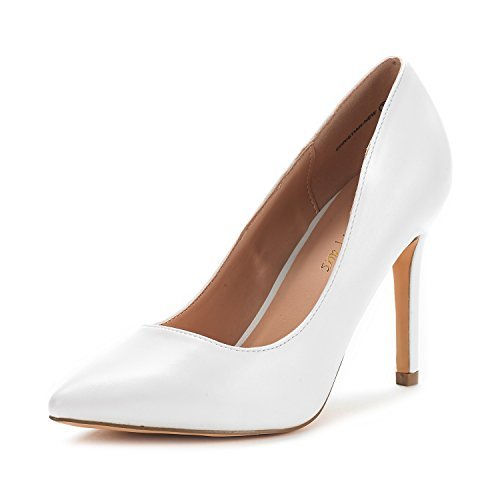 DREAM PAIRS Women's White Pu High Heel Pump Shoes - 6 M US - Shoes