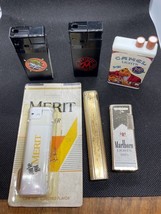 Lot of 6 Novelty Butane Lighters More Camel Marlboro Merit Brands 1990s - $38.66