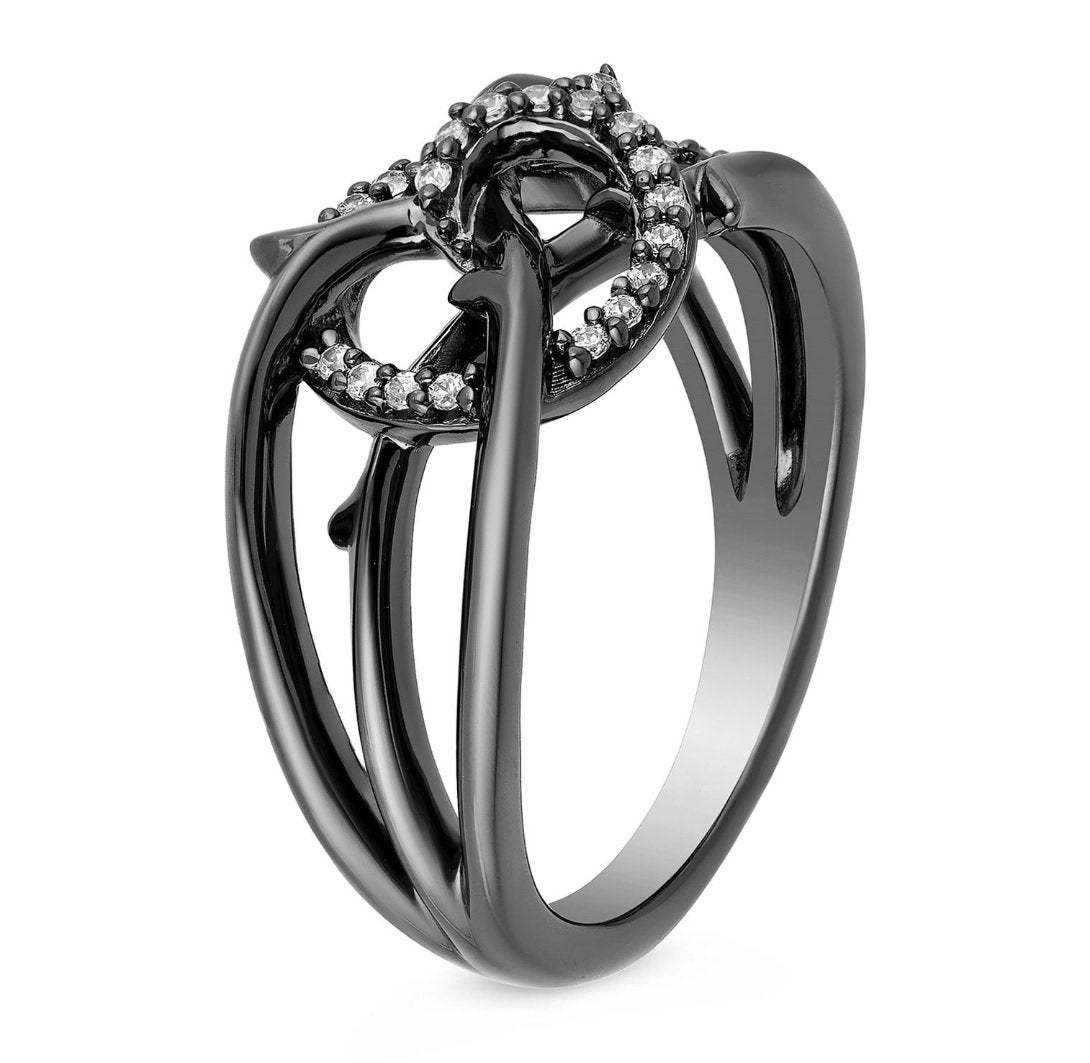 Enchanted Disney Villains Gold & Diamond Maleficent Ring 925 sterling