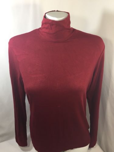 Primary image for Eddie Bauer Women Red Shirt Back Zip Up Long Sleeve Spandex Cowl Neck Size M