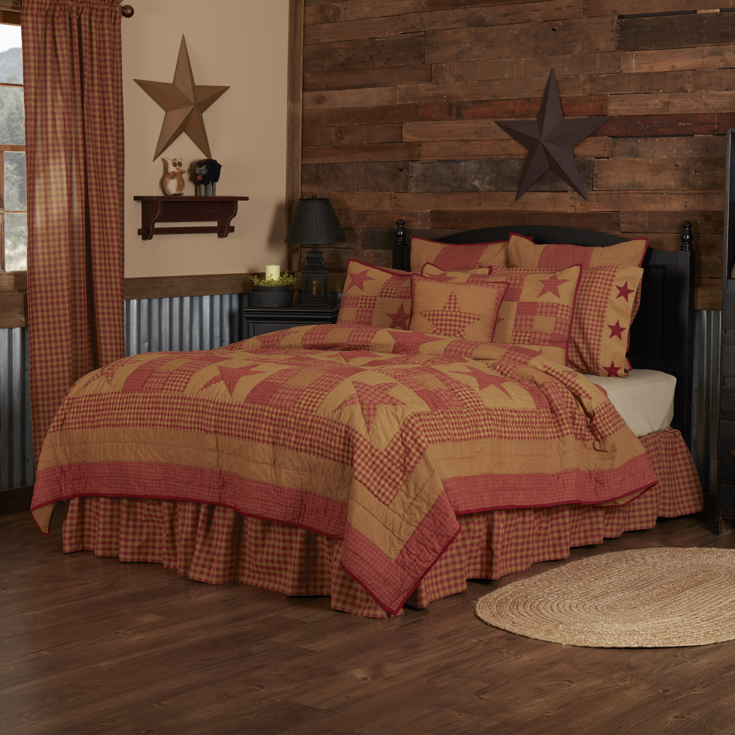 Vhc Brands Farmhouse Ninepatch Star Twin Quilt Hand Quilted Rustic ...