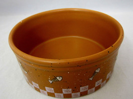 Cat Kitty Ganz Feeding Dish Bowl 4&quot; Pottery Brown White Splatter Paint F... - $22.50