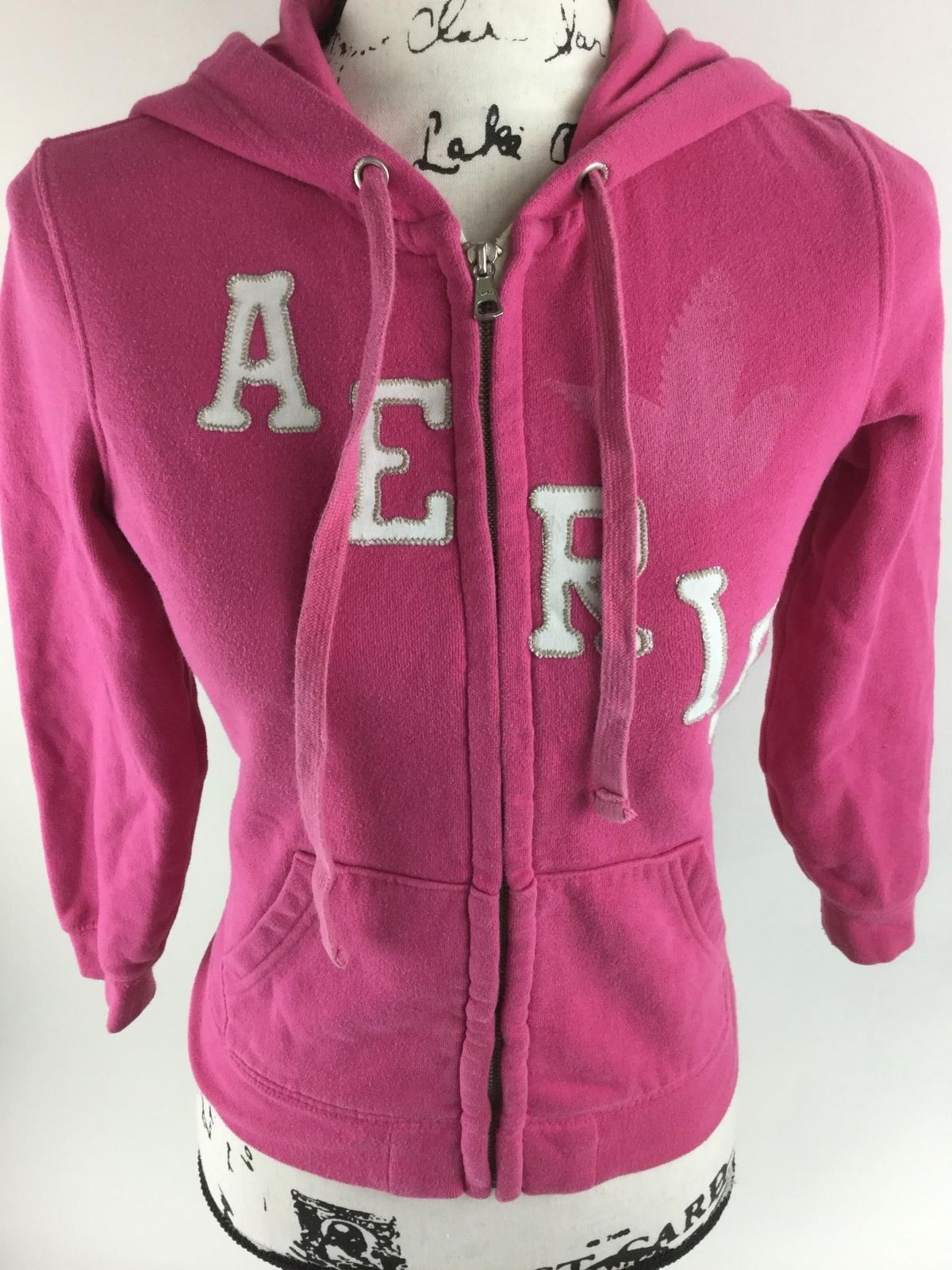 AERIE Full Zip Up Long Sleeve Pink Hooded Sweatshirt Hoodie Women's ...