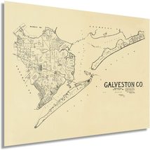 1892 Galveston County Map - Vintage Map Galveston Wall Art Showing of Land Owner - $34.99+