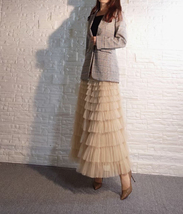 Champagne Layered Tulle Skirt Outfit Long Tiered Tulle Skirt Custom Plus Size image 7
