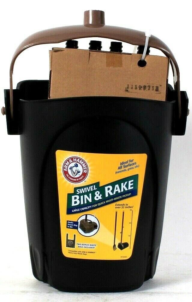 One Arm & Hammer Swivel Bin & Rake Large Capacity For Quick Multi Waste ...