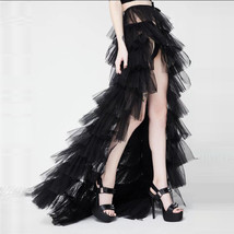 Black Detachable Tulle Skirt Tiered Open Tulle Skirt Wedding Photo Overskirt  image 1