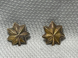 USA Army Major Insigna Pin Pair Gold Filled Over Sterling Silver Maker Amico  - $119.95