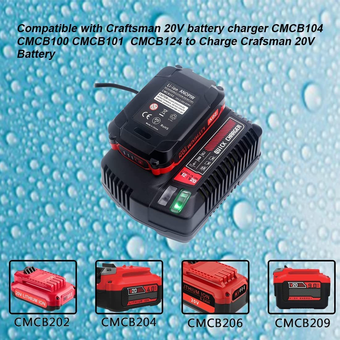 ANOPIW CMCB104 Replace Craftsman Battery Charger 20V V20 for CMCB201