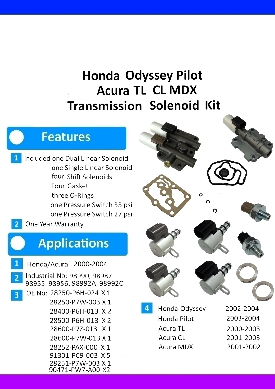 Honda Odyssey 02 04 Pilot Acura Tl Cl Mdx And 50 Similar Items