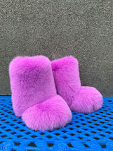 Double-Sided Arctic Fox Fur Boots For Outdoor Eskimo Fur Boots Candy Pink Color image 4