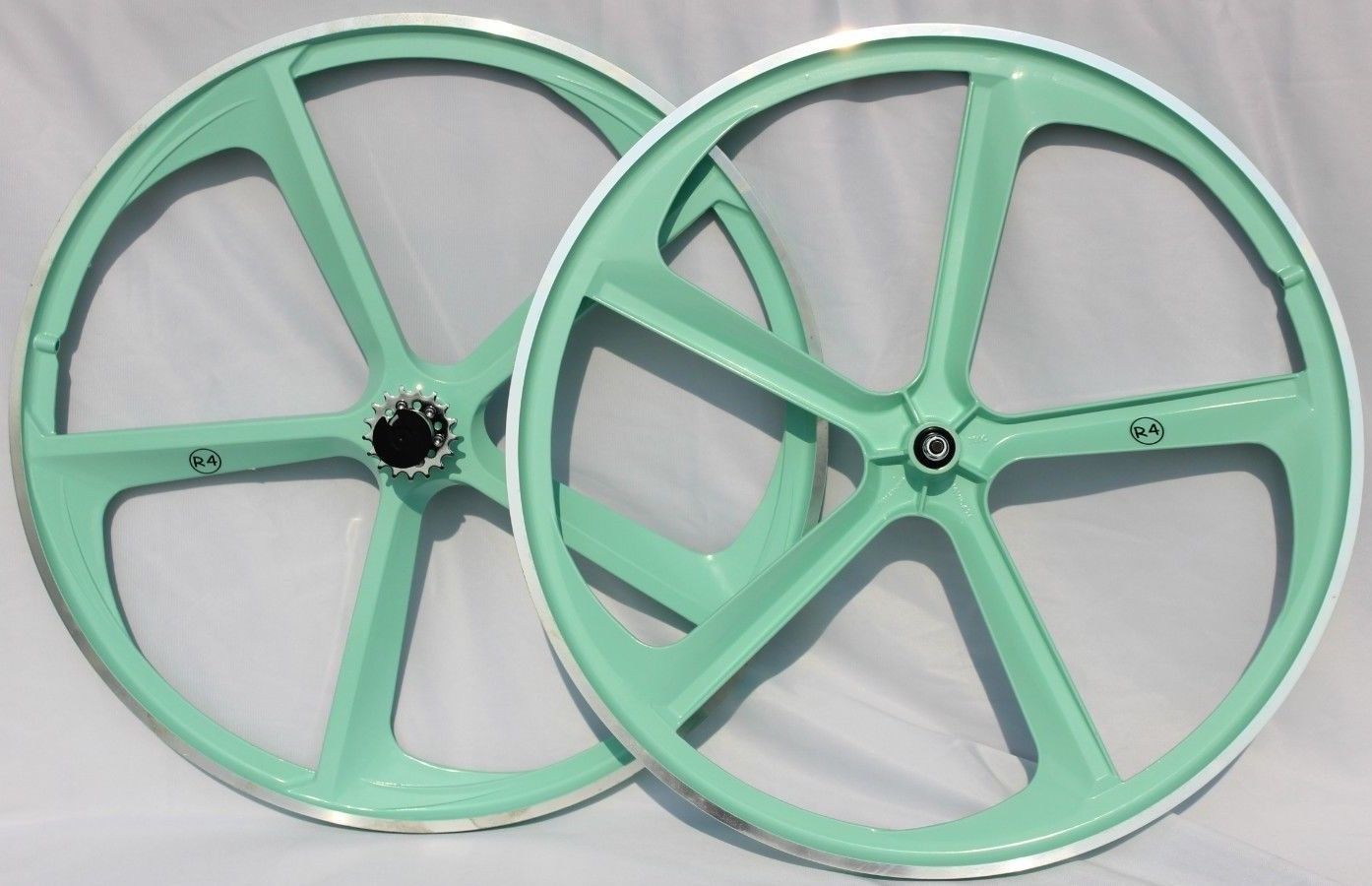 29" CNC BMX 5Spoke Mag Rims, Wheels, Sealed hubs W/ Freewheel, Mint Green Wheels & Wheelsets