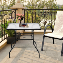 32 Patio Tempered Glass Steel Frame Square Table image 1
