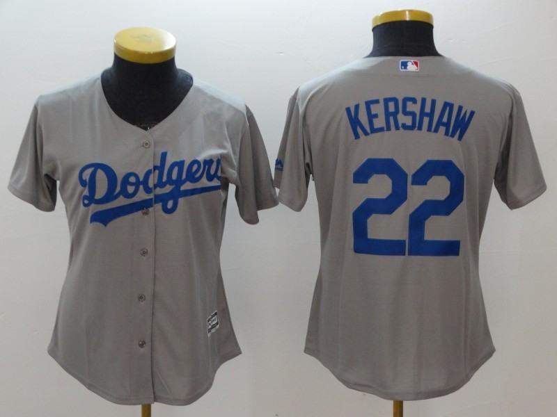 Women's Los Angeles Dodgers 22 Clayton Kershaw Jersey Sewn on Baseball