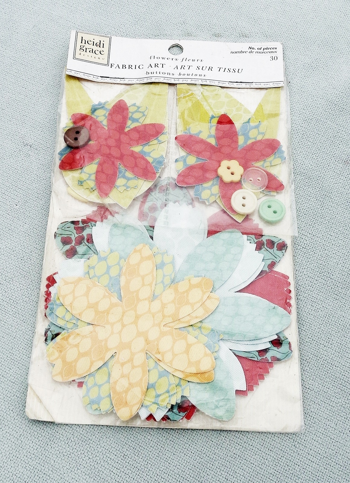 Colorful Fabric Art Flower Sticker Embellishments 30 pcs Scrapbooking