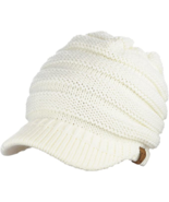 C.C Brand Brim Visor Trim Ponytail Beanie Ski Hat Knitted Messy Bun Cap ... - $15.33