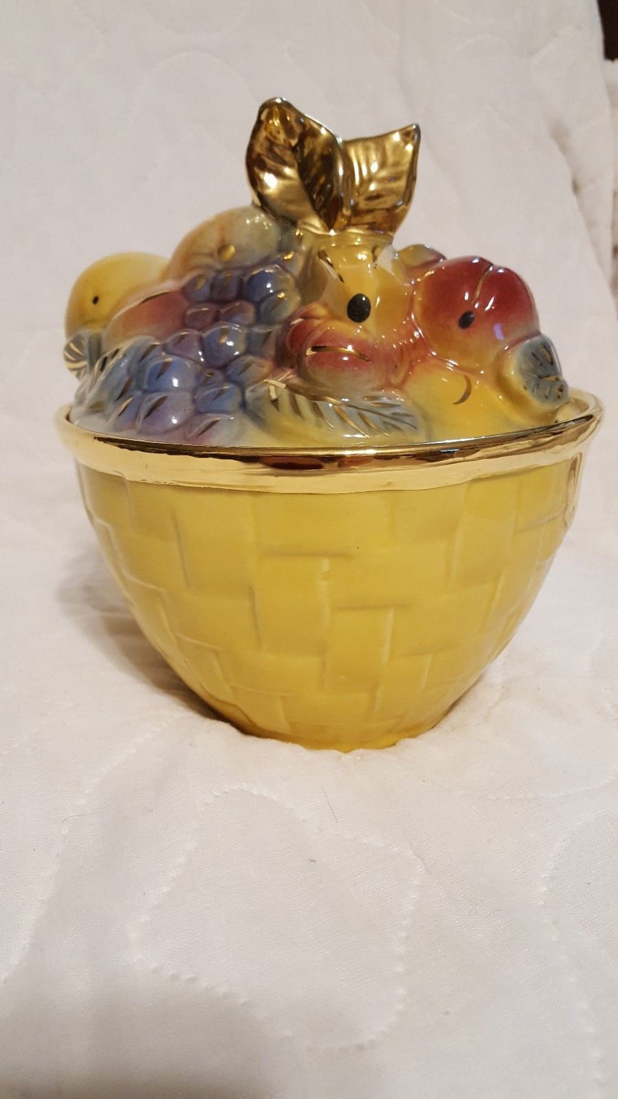 Vintage 1950\u2019s fruit themed cookie jar  Pineapples Lemons Strawberries Hand painted OH MY Made in Japan Cookie Jar