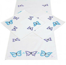 Jack Dempsey Needle Art Brilliant Butterflies Scarf And Doily Set - $15.69