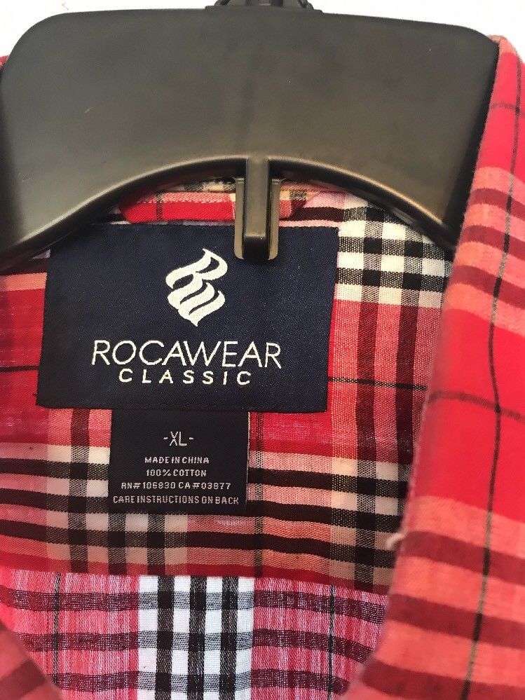 Rocawear Classic Plaid Shirt Red and Black Size XL Long Sleeve Ships N ...