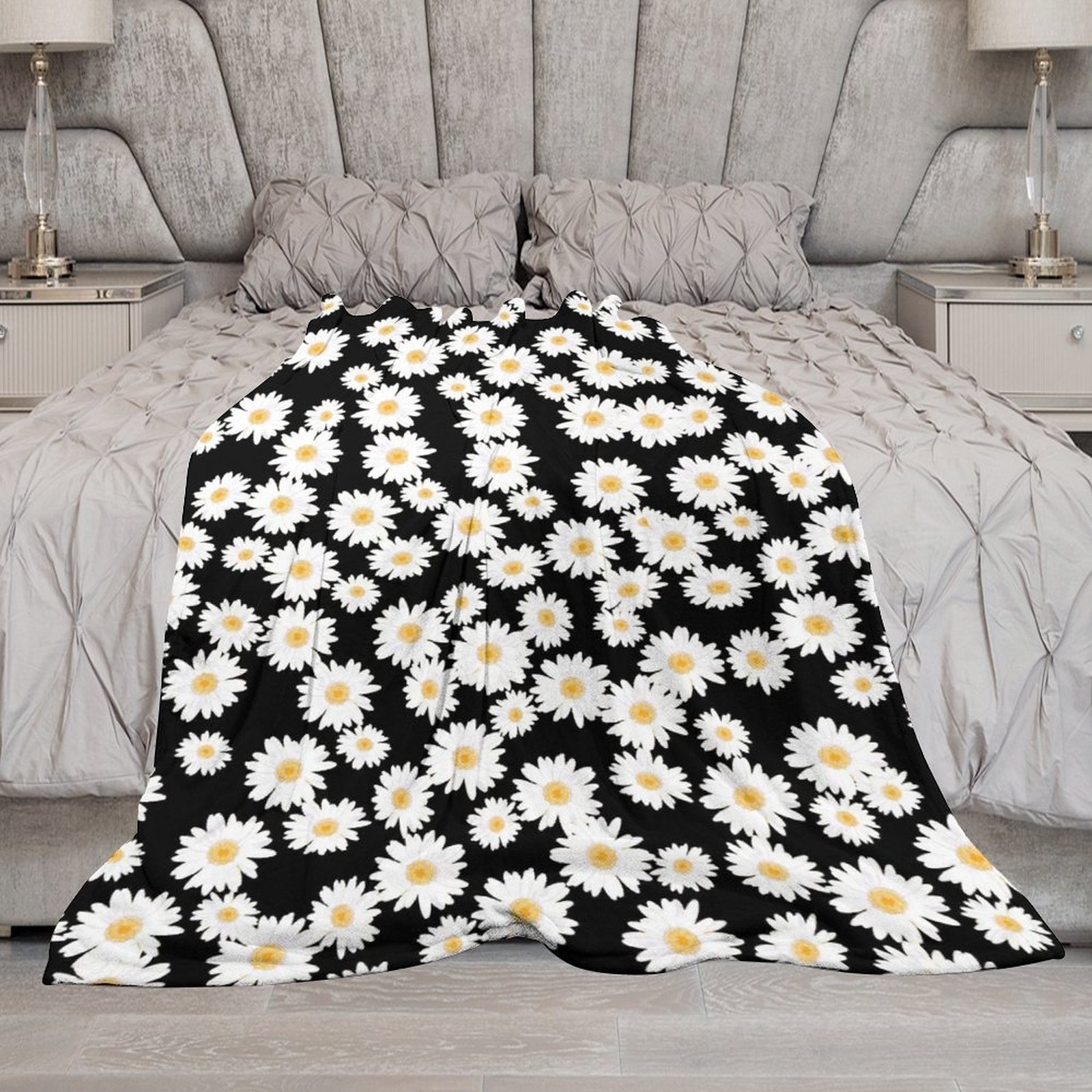 Mondxflaur Daisy Throw Blanket Flannel for Bed Living Room Loveseat