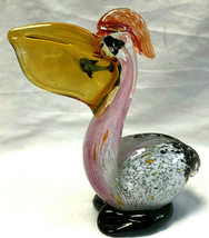 Art Glass Pelican Holding Fish Nautical Interior Decor Decor Sculpture - $29.95