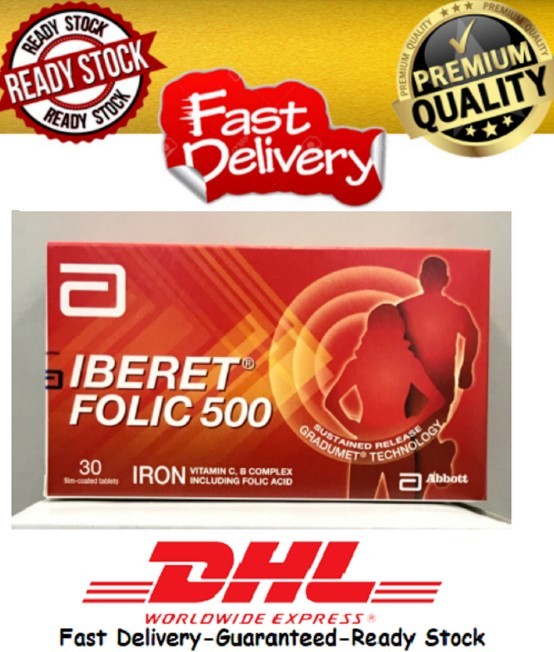 6 X Abbott Iberet Folic 500 30's Iron Vitamin C, B Complex Including