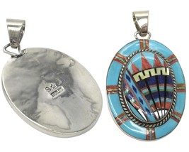 Native American Zuni Multi Stone Inlay Oval Pendant, #35 - $174.95