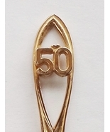 Collector Souvenir Spoon 50th Anniversary Rhinestones Goldtone - £2.48 GBP
