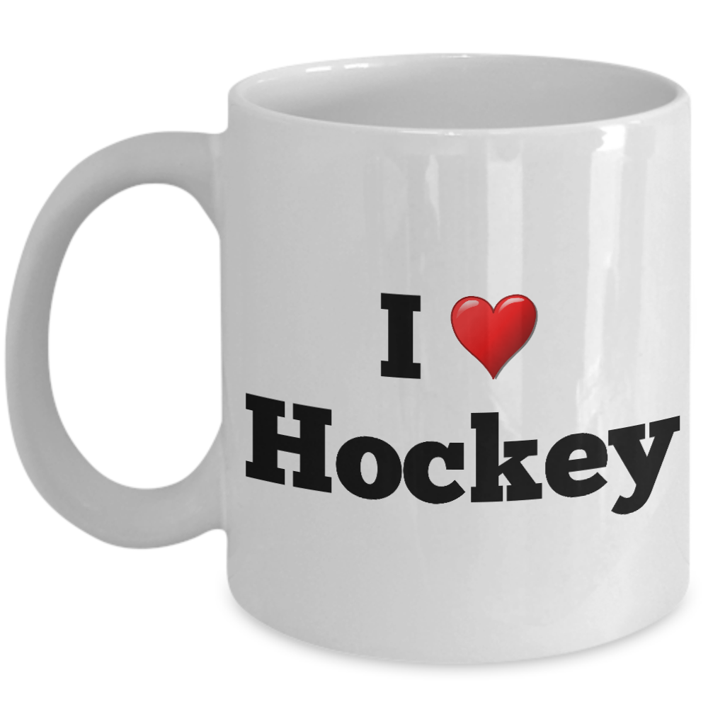 Hockey Player Mug \ I Love Hockey - Novelty Gift, Ceramic Coffee Cup - Mugs