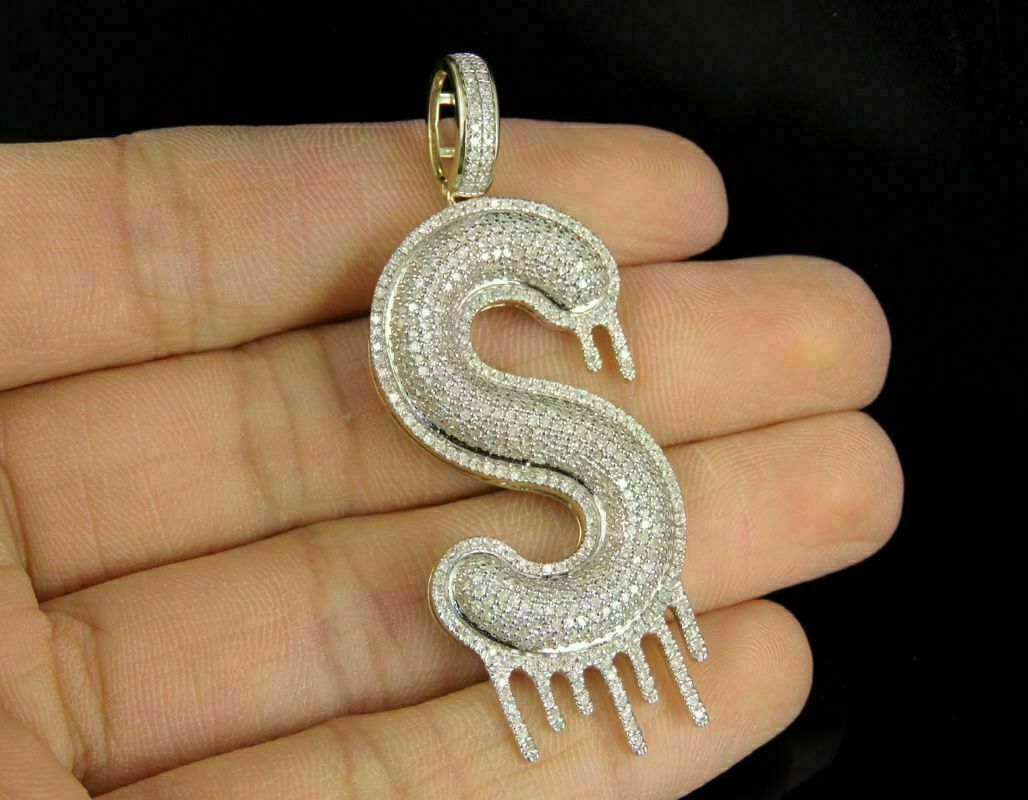 2 Ct Round Cut Diamond " S Letter "Men's & Women's Pendant 14K Yellow