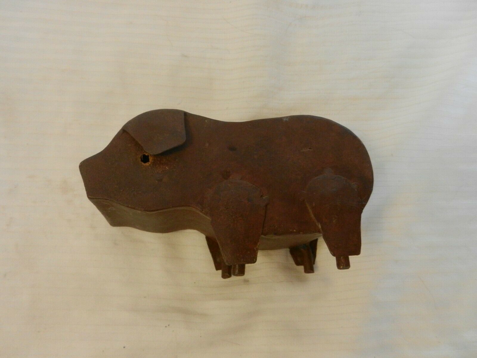 Hand Made Brown Metal Standing Pig Figurine, Antique Patina Pigs