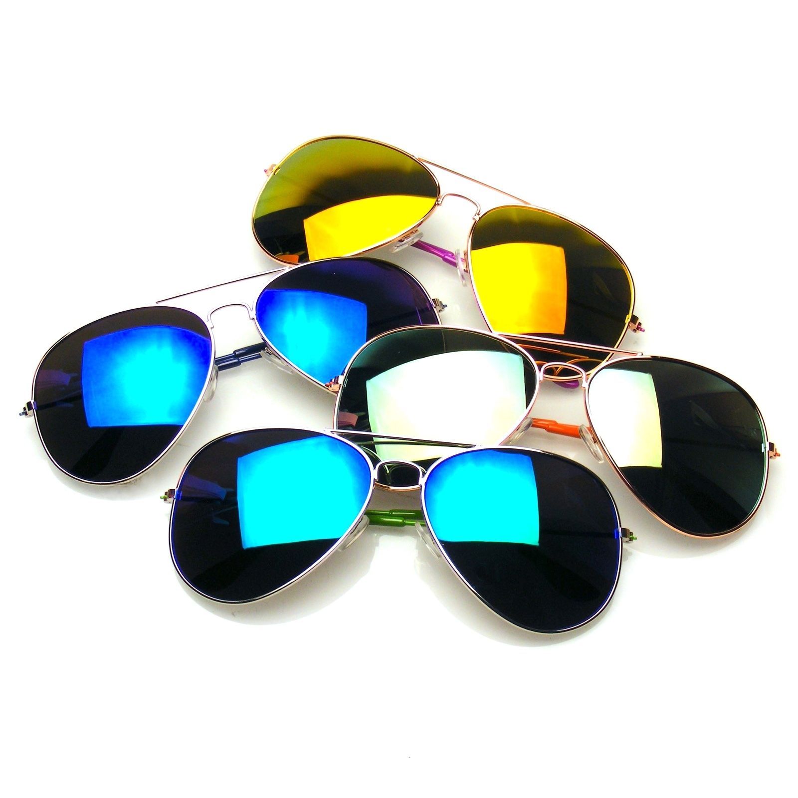 4 Pair Pack BUNDLE Sunglasses Flash Mirror Mirrored Aviator Sunglasses Shades