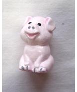  Miniature Ceramic Happy Pink Pig and Handpainted - $9.99