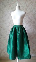 Dark Blue Glossy A Line Ruffle Skirt Women Taffeta High Waist Pleated Midi Skirt image 7