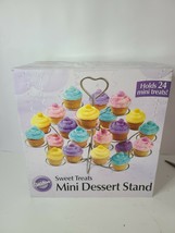 Wilton Sweet Treats Mini Dessert Cupcake Stand Holds 24 Mini Treats Chrome Metal - $25.99