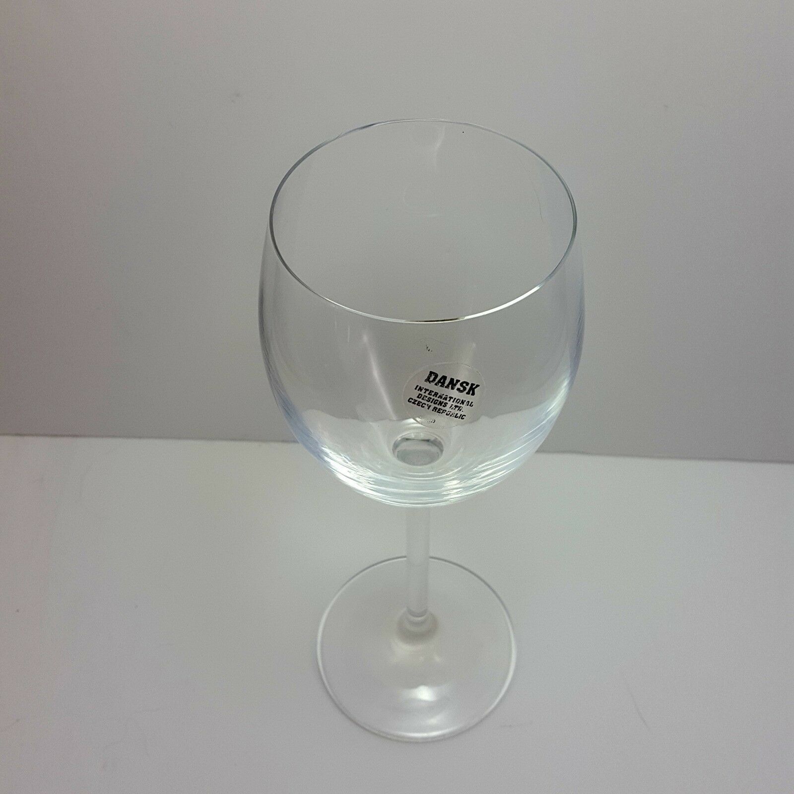 Dansk All Purpose Wine Glasses Set of 2 Clear Crystal 12 oz Plain Stem
