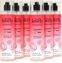 6 Ct Bodycology 8 Oz Free & Lovely Coconut & Rose Essential Oils Refreshing Mist