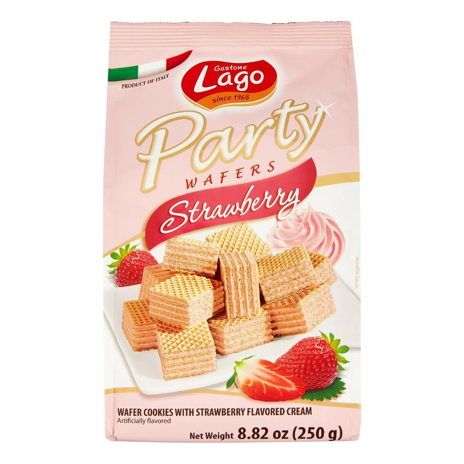 Gastone Lago Wafers With Strawberry Cream Filling 882oz 250g Pack Of 4 Other Food 5490