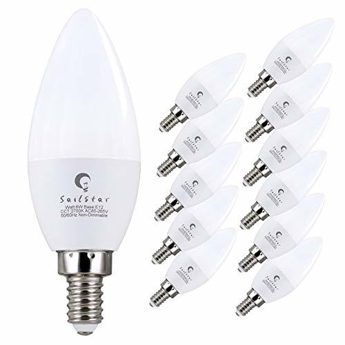 6W LED Candelabra Bulb, 60 Watt Equivalent, High CRI Warm White 2700K ...