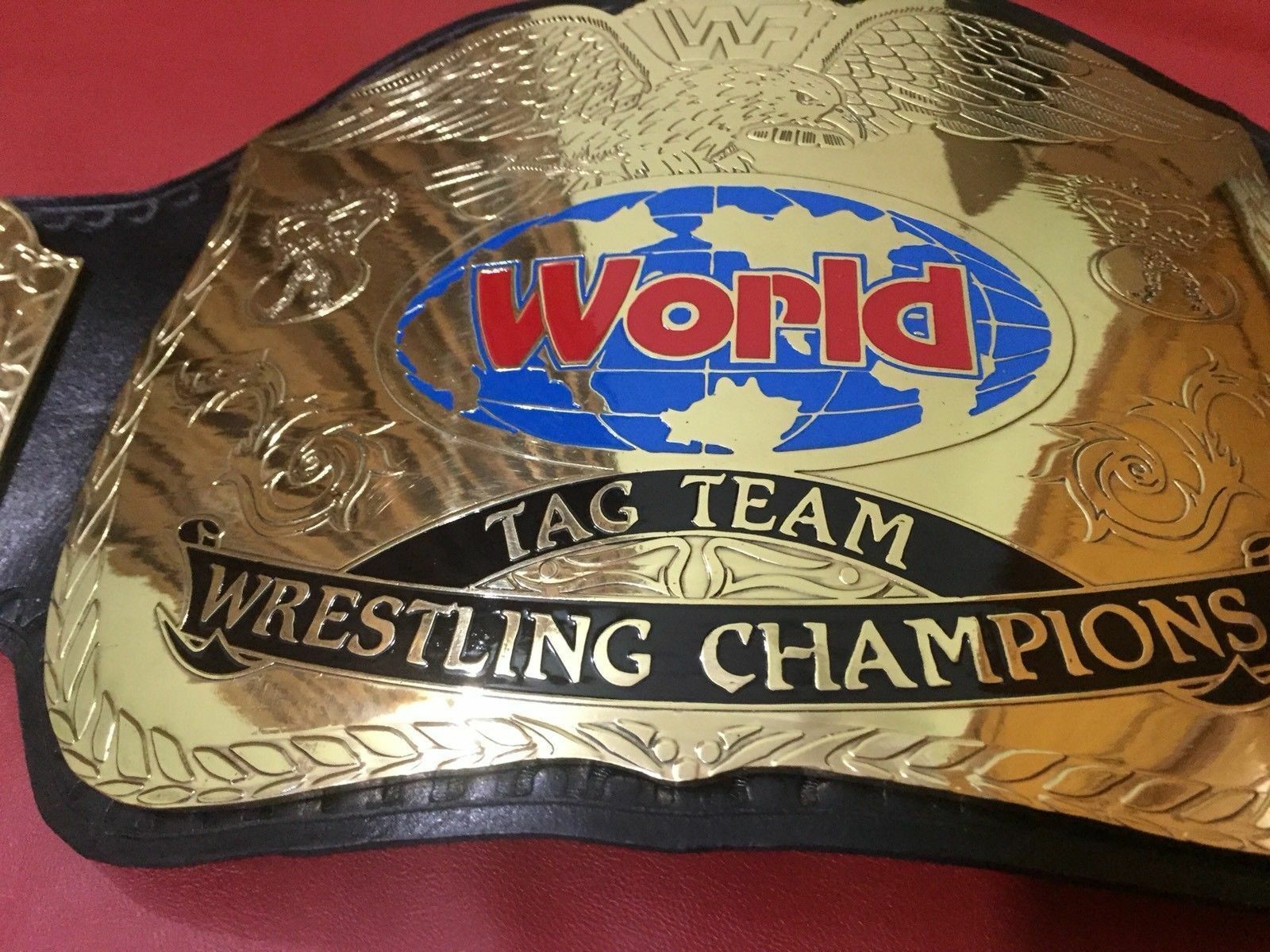 WWF World Tag Team Championship Title Belt Gold Plated Adult Size ...