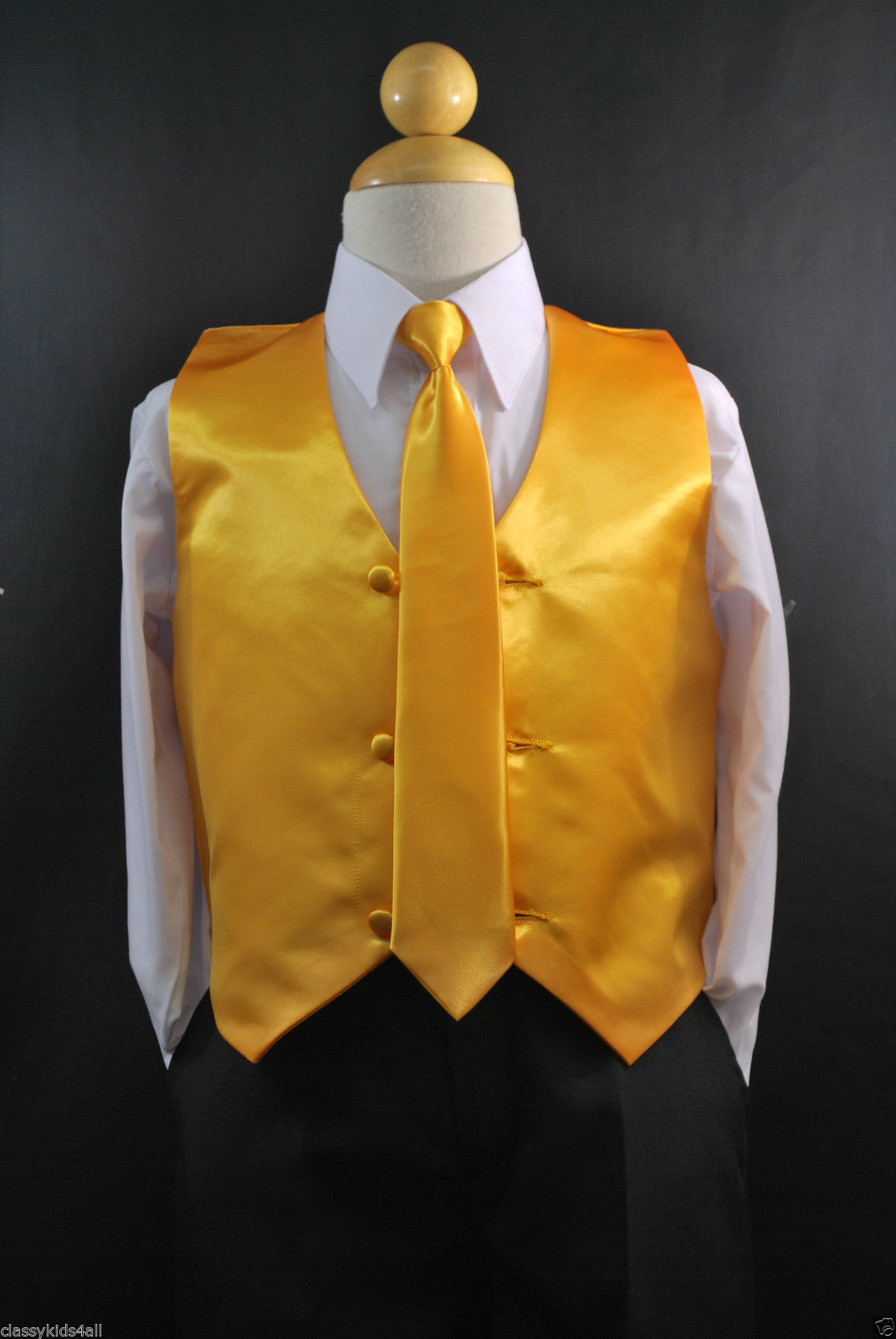 LONG NECK TIE for Boys Suit Tuxedo Sz 2T-14 infant Toddler /& Teen ORANGE VEST